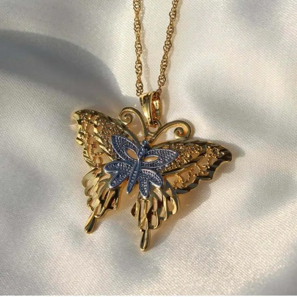 Gold Butterfly Pendant Necklace Ab 1 B